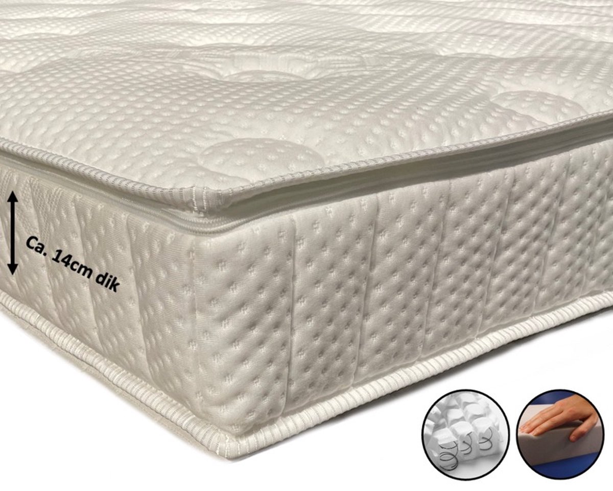 dreambedden Topper Momentum Micropocketvering - 90x210 - Hybride Schuim - ca. 14cm dik - Tencel wit