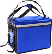 PrimeMatik - Blauwe draagbare koelkast 76 liter 50x39x39cm, isothermische tas rugzak voor picknick, camping, strand, voedselbezorging per motor of fiets