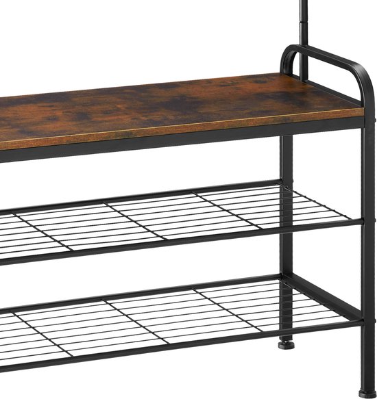 tectake - porte-manteau Alberta armoire - brun foncé industriel - 404535