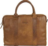 DSTRCT Limited Leather Business Laptop Bag - Compartiment pour ordinateur portable 15,6 pouces avec fermeture éclair - Porte-clés - Cognac