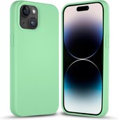 Coverzs Solid silicone case geschikt voor Apple iPhone 14 Plus (mint) - iPhone 14 Plus hoesje groen mint - iPhone 14 Plus case geschikt voor Apple - Luxe siliconen hoesje met 3-laags bescherming