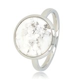 Zilverkleurige ring met ronde Marble - Zilverkleurige ring met marblesteen - unieke kleurbanen - Met luxe cadeauverpakking