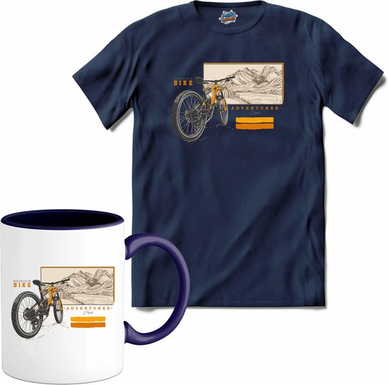 Mountainbike Adventures Fiets outdoor sport kleding - T-Shirt met mok -  Unisex - Navy | bol.com