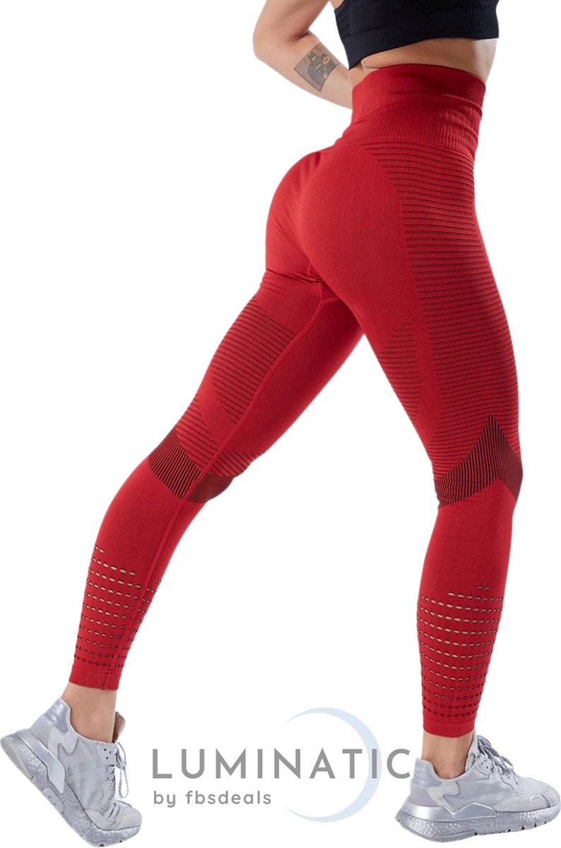 Sportlegging Dames - Fitness Legging - Yoga Legging - High Waist Sport Legging - Anti Cellulite - Shapewear Dames - Push Up - Butt Lifter - Sportkleding Dames - Booty | Luminatic® | Rood | M