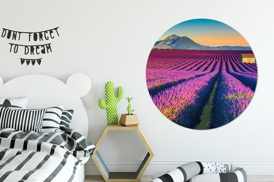 WallCircle - Cercle mural - Cercle mural d'intérieur - Lavande - Berg - Fleurs - 120x120 cm - Décoration murale - Peintures ronds XXL