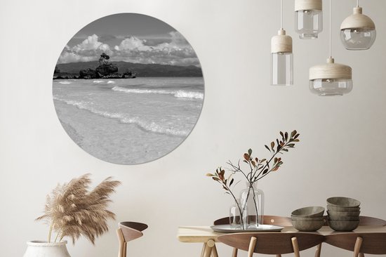 Plage tropicale de l'île de Boracay - Assiette en plastique cercle mural noir et blanc ⌀ 150 cm - impression photo sur cercle mural / cercle vivant (décoration murale)