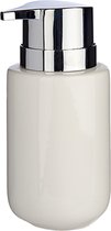 Berilo zeeppompje/dispenser van keramiek - wit/zilver - 350 ml