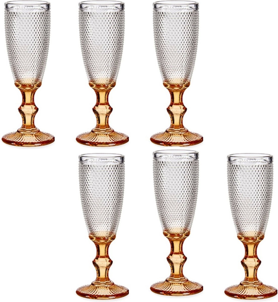 Vivalto - Luxe Champagneglazen Monaco serie set 12x op goud voet 180 ml