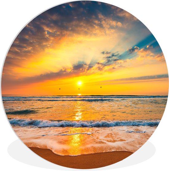 Cercle mural - Cercle mural - Plage - Water - Lumière du soleil - Tableau rond - Cercle Décoration murale - Décoration chambre - Plastique - 60x60 cm - Tableau rond - Décoration murale ronde