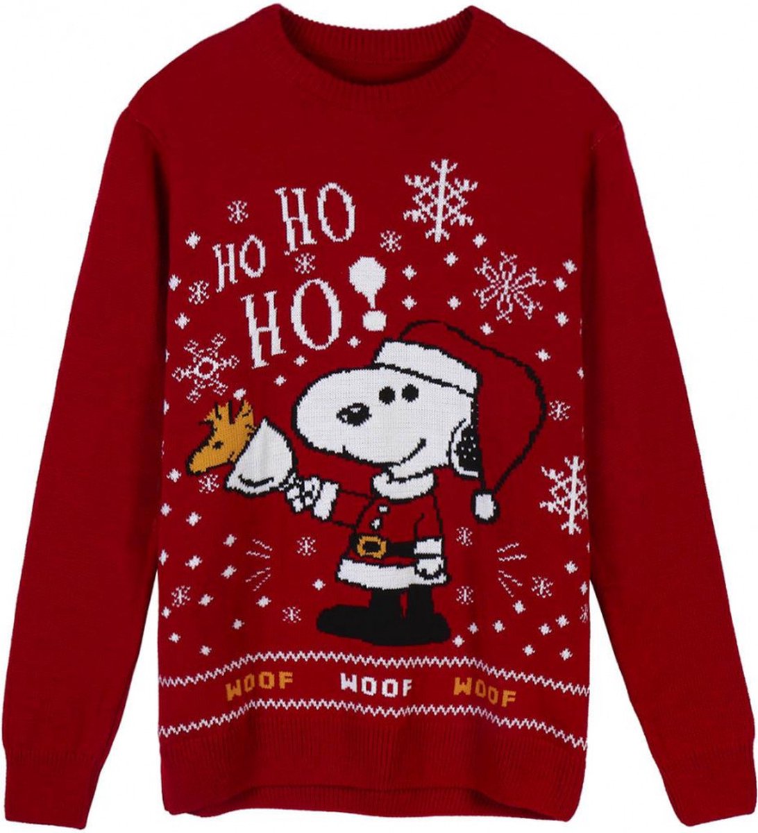 Original Snoopy Dames Trui - Rood - Maat XS - Sweater Sweatshirt gebreid Jersey Kerst Sneeuw mode