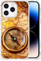 Telefoon Hoesje Geschikt voor iPhone 14 Pro Hoesje met transparante rand Kompas