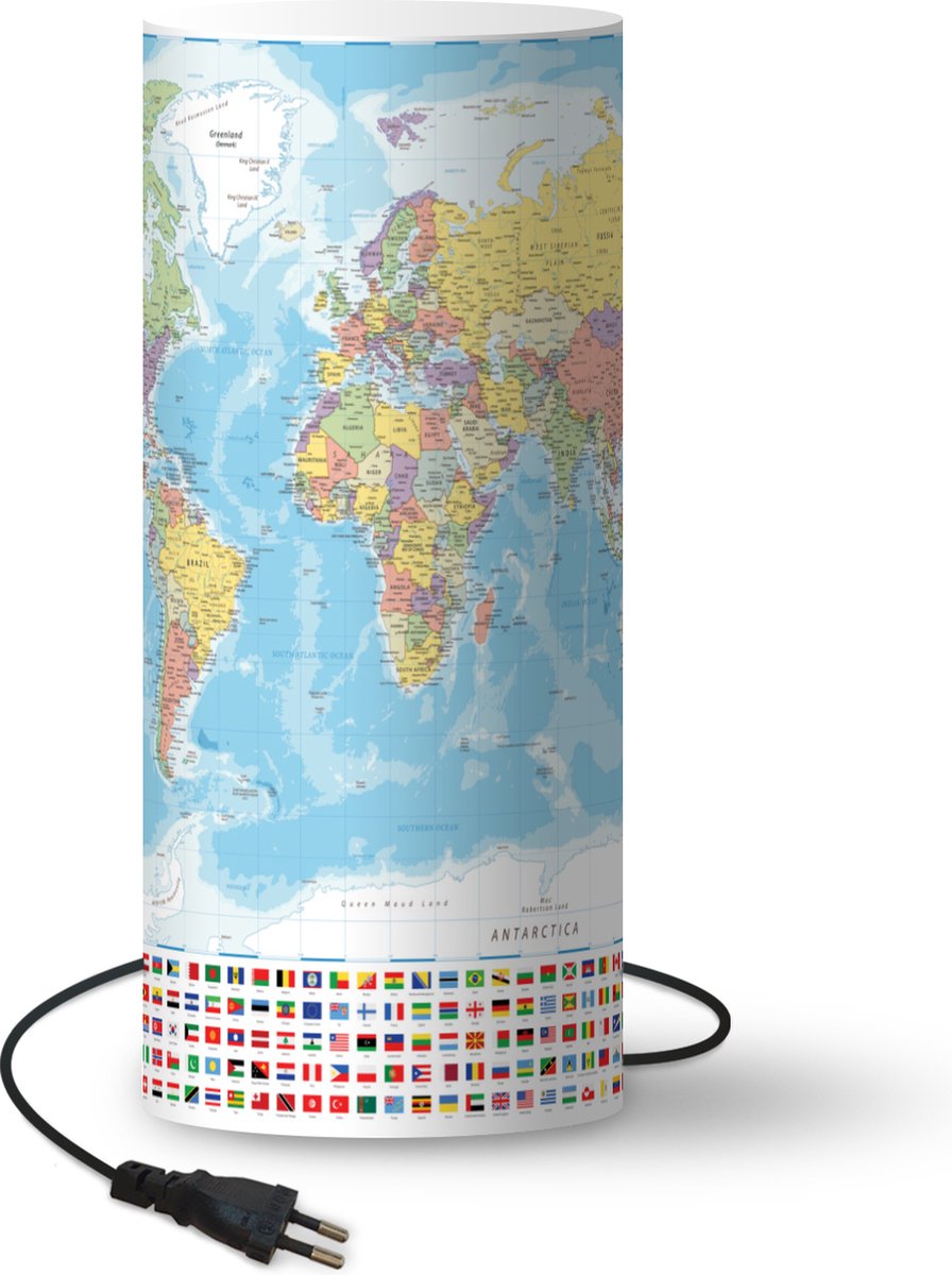 Lamptiger Tafellamp - Wereld - Ø 23 Cm - E14 - Multicolor