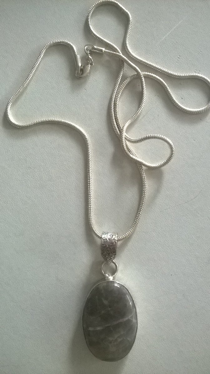 Gemstones-silver-natuursteen ketting zilver 925-hanger agaat 3x2 cm in zilver 925 18g 54 cm