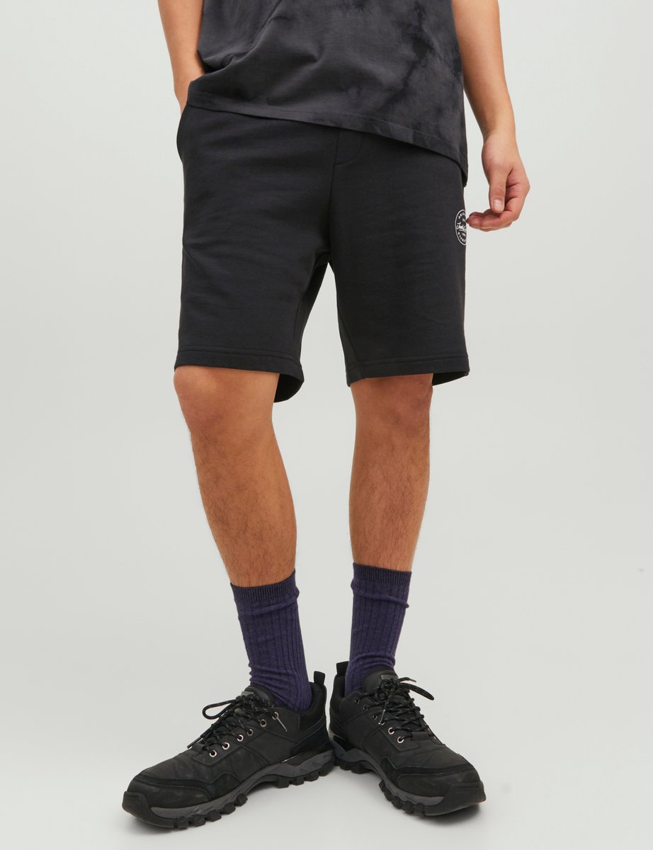 JACK & JONES Heren Sweat Short JPSTSHARK - Relaxed Fit - Plussize Zwart Blauw, lichtgrijs gem., 42 Grote maten