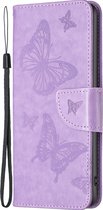 Mobigear Telefoonhoesje geschikt voor Xiaomi Redmi 10 5G Hoesje | Mobigear Butterfly Bookcase Portemonnee | Pasjeshouder voor 3 Pasjes | Telefoonhoesje voor Pinpas / OV Kaart / Rijbewijs - Paars