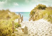 Fotobehang - Vlies Behang - Strandpad langs de Duinen richting Zee - 368 x 254 cm