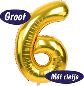 Cijfer Ballonnen - Ballon Cijfer 6 - 70cm Goud - Folie - Opblaas Cijfers - Verjaardag - 6 jaar, 16 jaar, 60 jaar - Versiering