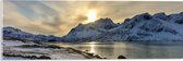 Acrylglas - Landschap bedekt door Sneeuw tijdens Zonsondergang - 60x20 cm Foto op Acrylglas (Met Ophangsysteem)