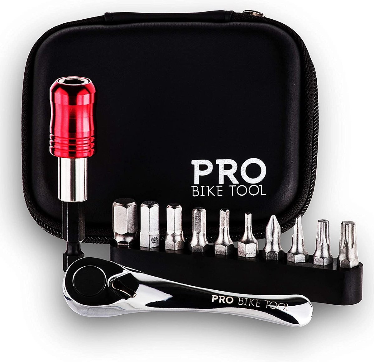 Pro Bike Tool® Mini Ratelset met 10 Bits in Koffer Multitool...