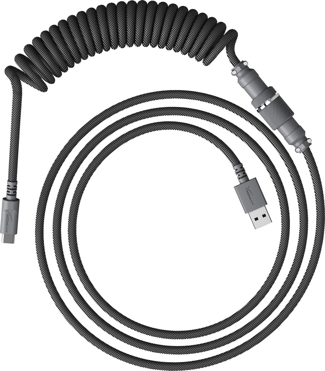 HyperX - USB-C Kabel - Spiraalontwerp - Grijs