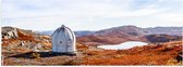 Poster (Mat) - Metalen Bunker in Landschap in Oranje Kleuren - 60x20 cm Foto op Posterpapier met een Matte look