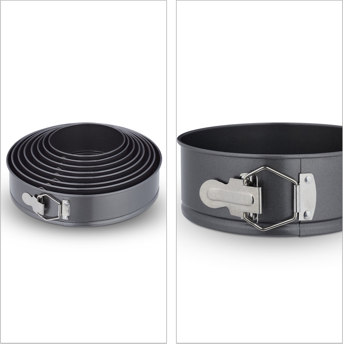 springvorm - set van 4 - Ø 18, 20, 22, 24 cm - rvs - rond - antiaanbaklaag - taarvorm – foto 2