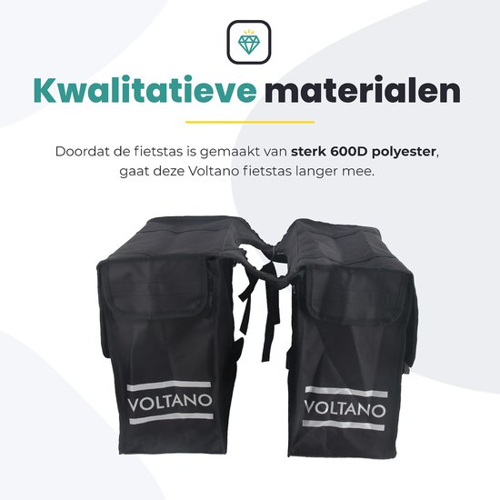 Voltano Dubbele Fietstas XL - Zwart - 48 Liter - Waterdicht - Universele bevestiging - Fietstassen Elektrische Fietsen van Voltano — afbeelding 3