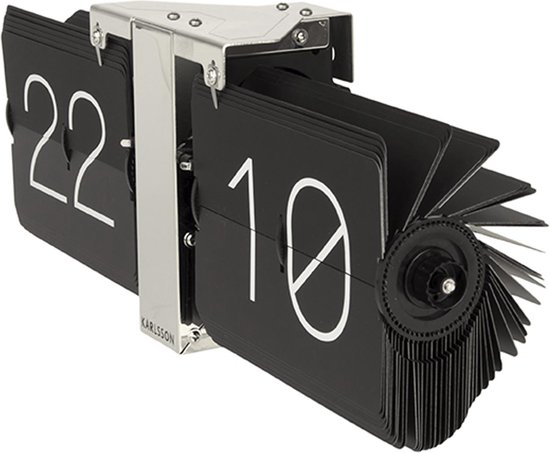 Karlsson - Flip clock No Case - Tafelklok - Metaal - 8,5x14x36cm - Zwart