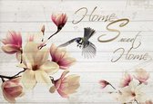 Fotobehang Flowers Bird Wood Planks Home | XXXL - 416cm x 254cm | 130g/m2 Vlies