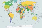 Fotobehang World Map | XXXL - 416cm x 254cm | 130g/m2 Vlies