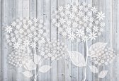 Fotobehang Flowers Grey Background | XXL - 312cm x 219cm | 130g/m2 Vlies