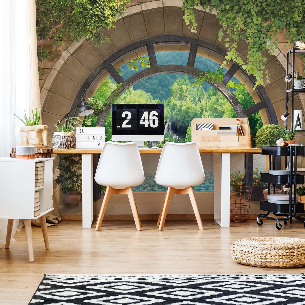 Fotobehang Lake Forest Archway View | VEL - 152.5cm x 104cm | 130gr/m2 Vlies