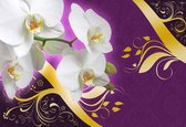 Fotobehang Pattern Flowers Orchids Abstract | XL - 208cm x 146cm | 130g/m2 Vlies