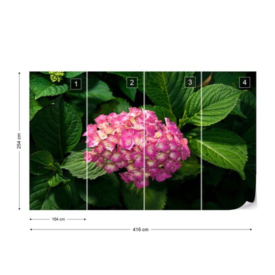 Papier peint photo Fleurs Hortensia Rose | XXXL - 416 cm x 254 cm | Polaire 130g / m2