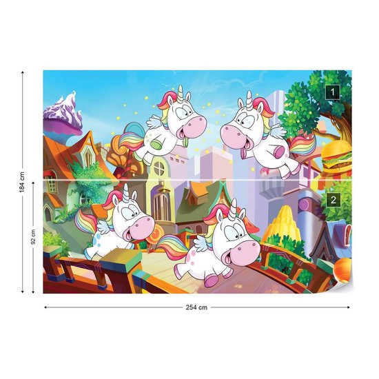 Papier peint Ville de licorne | V4 - 254 cm x 184 cm | Polaire 130gr / m2