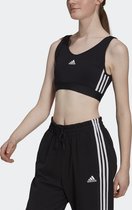 adidas Sportswear Essentials 3-Stripes Croptop met Uitneembare Cups - Dames - Zwart- S