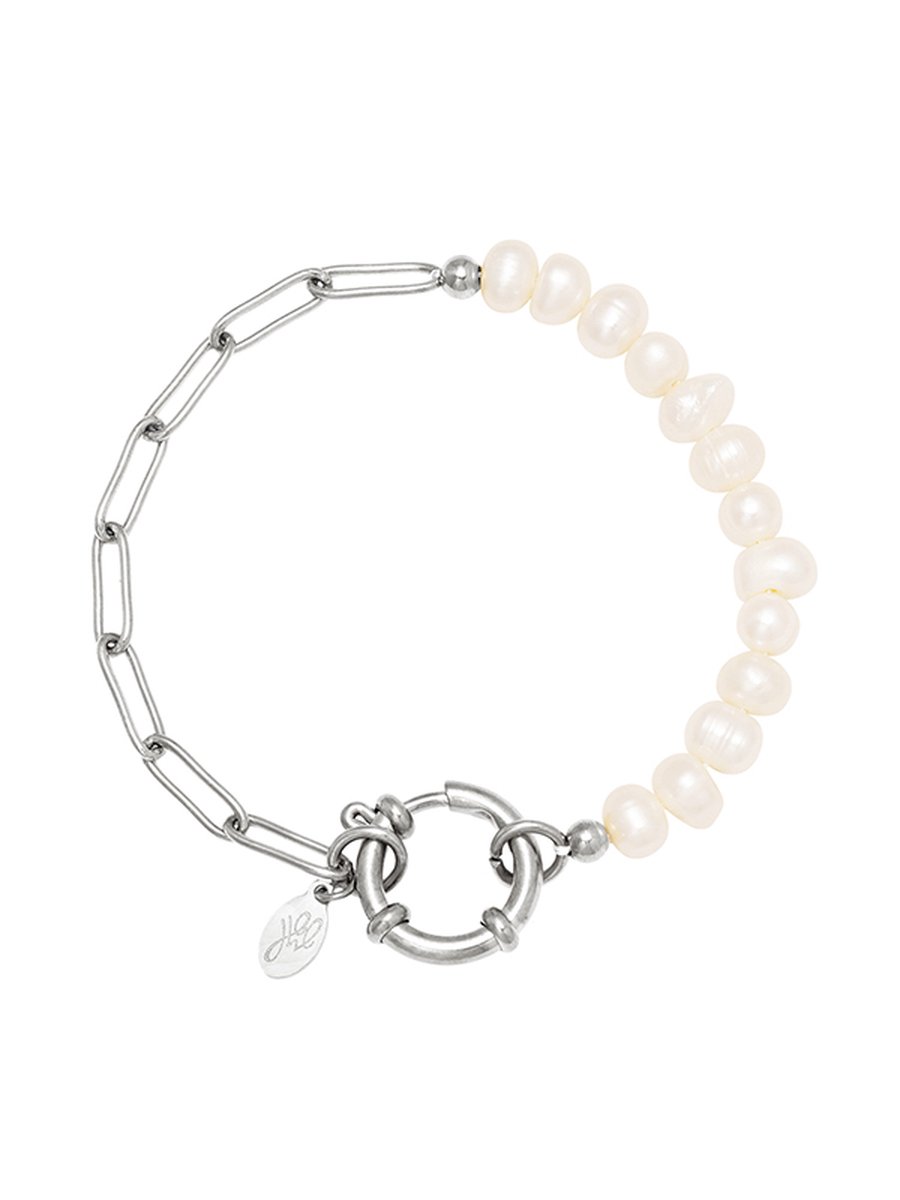Armband pearly side - zilver