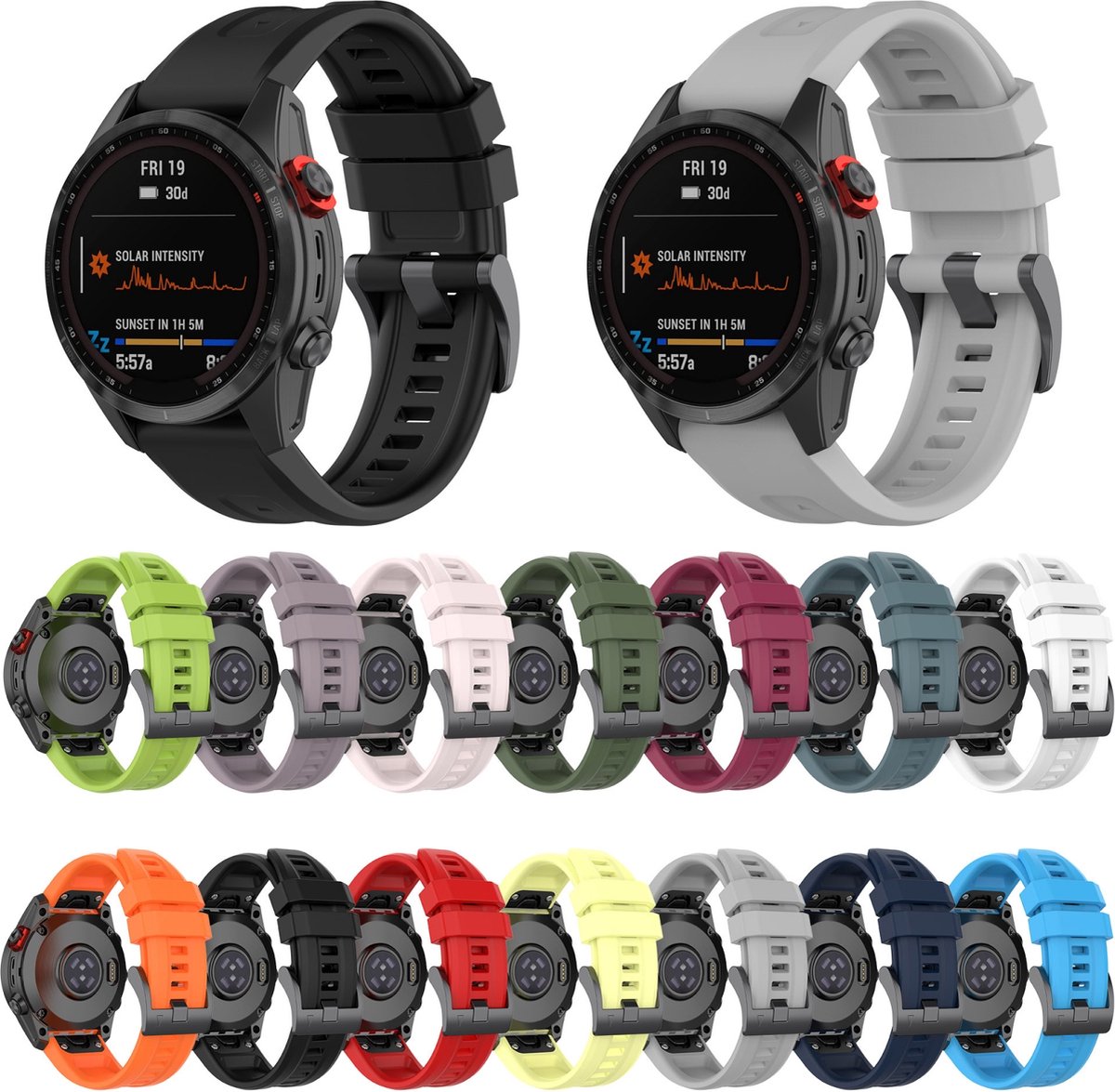 By Qubix - Quickfit 26 mm - Bracelet sport en Siliconen - Vert armée - Garmin  Fenix