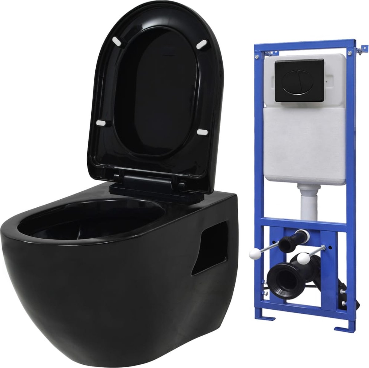vidaXL-Hangend-toilet-met-verborgen-stortbak-keramiek-zwart - vidaXL
