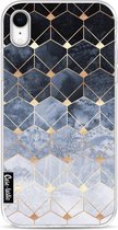 Casetastic Apple iPhone XR Hoesje - Softcover Hoesje met Design - Blue Hexagon Diamonds Print