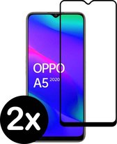 Smartphonica Full cover glass screenprotector voor Oppo A5 2020 van gehard glas met afgeronde hoeken - 2 stuks geschikt voor OPPO A5 (2020)