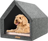 Rexproduct Hondenhuis – Hondenhuisjes voor binnen - Hondenkussen inbegrepen – Hondenhuizen voor in huis – Hondenhok - Hondenmand gemaakt van Gerecycled PETflessen - PETHome - Donkergrijs Roze