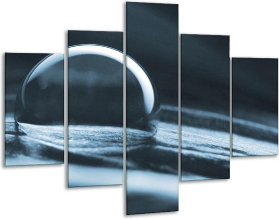 Glasschilderij -  Macro - Blauw - 100x70cm 5Luik - Geen Acrylglas Schilderij - GroepArt 6000+ Glasschilderijen Collectie - Wanddecoratie- Foto Op Glas