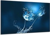 Glasschilderij Art - Blauw, Wit - 120x70cm 1Luik - Foto Op Glas - Geen Acrylglas Schilderij - GroepArt 6000+ Glasschilderijen Art Collectie - Wanddecoratie - Woonkamer - Slaapkamer