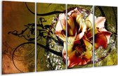 GroepArt - Glasschilderij - Lelie - Bruin, Groen - 160x80cm 4Luik - Foto Op Glas - Geen Acrylglas Schilderij - 6000+ Glasschilderijen Collectie - Wanddecoratie