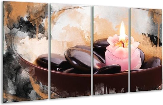 Glasschilderij Spa | Roze, Bruin, Geel | | Foto print op Glas |  F004796