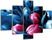 Peinture sur verre tulipe | Rose, Bleu | 100x70cm 5Liège | Tirage photo sur verre |  F003829