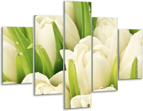 Peinture sur verre tulipes | Blanc vert | 100x70cm 5Liège | Tirage photo sur verre |  F005785