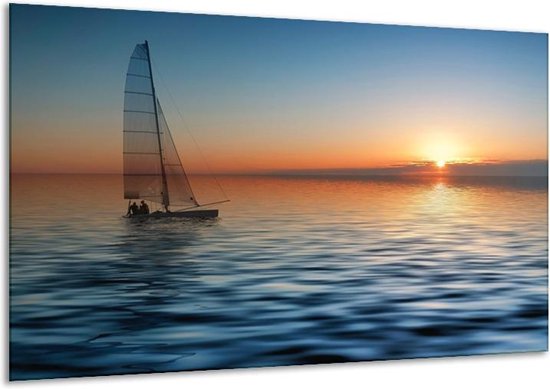 Peinture sur verre Sunset | Bleu, jaune, orange | 120x70cm 1Hatch | Tirage photo sur verre |  F000103