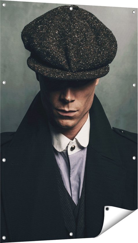 Affiche de jardin Gards Gangster anglais avec une casquette des années 1920 - 80x120 cm - Toile de jardin - Décoration de jardin - Décoration murale extérieure - Peinture de jardin